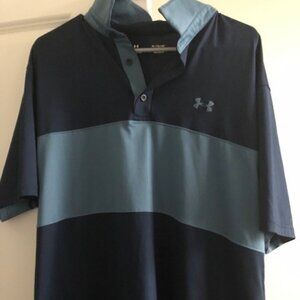 Under Armour Golf Polo XL.  Navy Blue with Light Blue Stripe.  NEW LOW COST